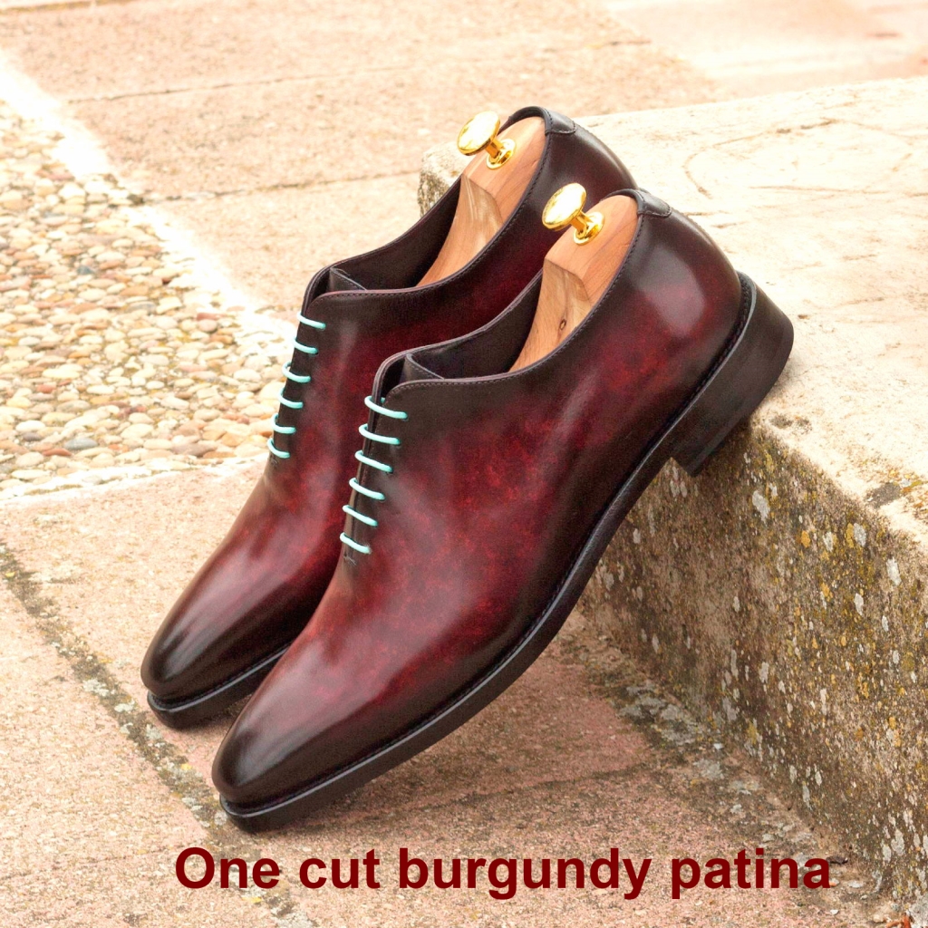 one cut burgundy patina